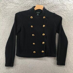 Lauren Jeans Peacoat Jacket Womens Medium Black Cotton Long Sleeve Casual Knit